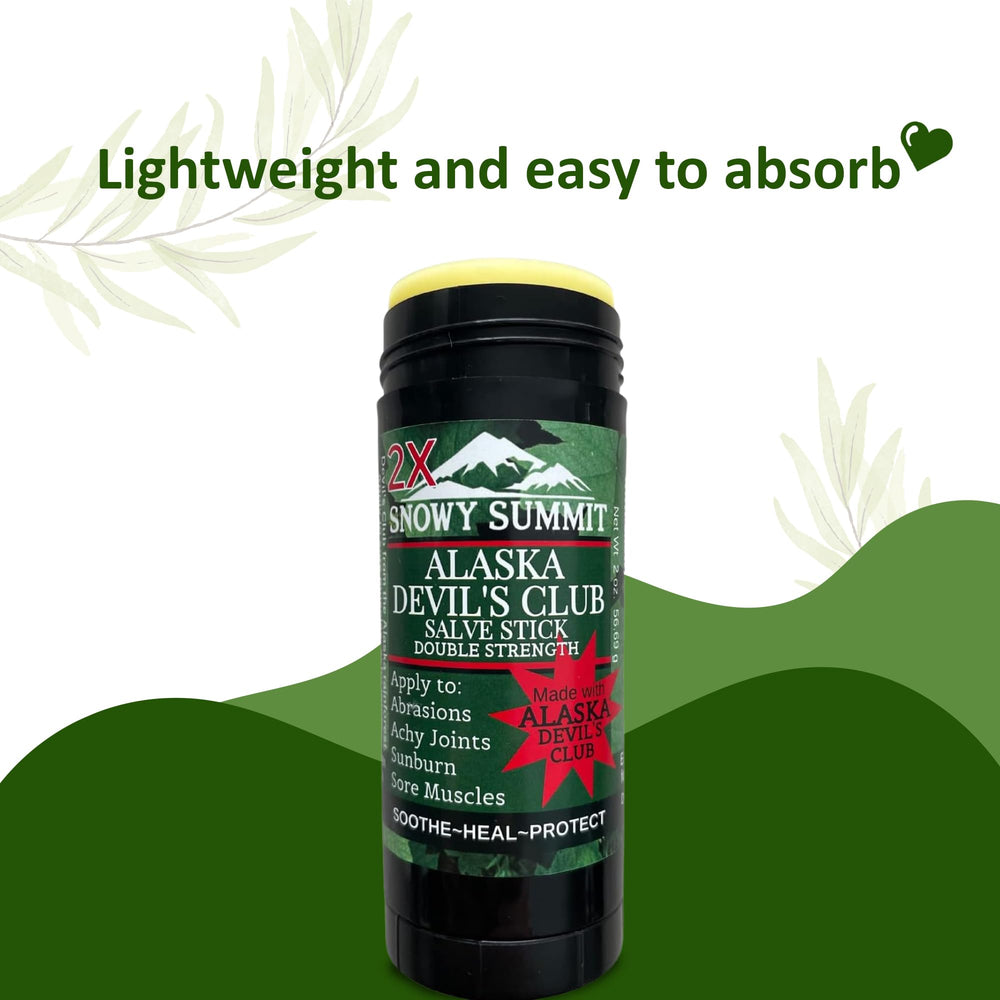 Snowy Summit 2X Salve Stick applied to a targeted muscle area for portable relief.