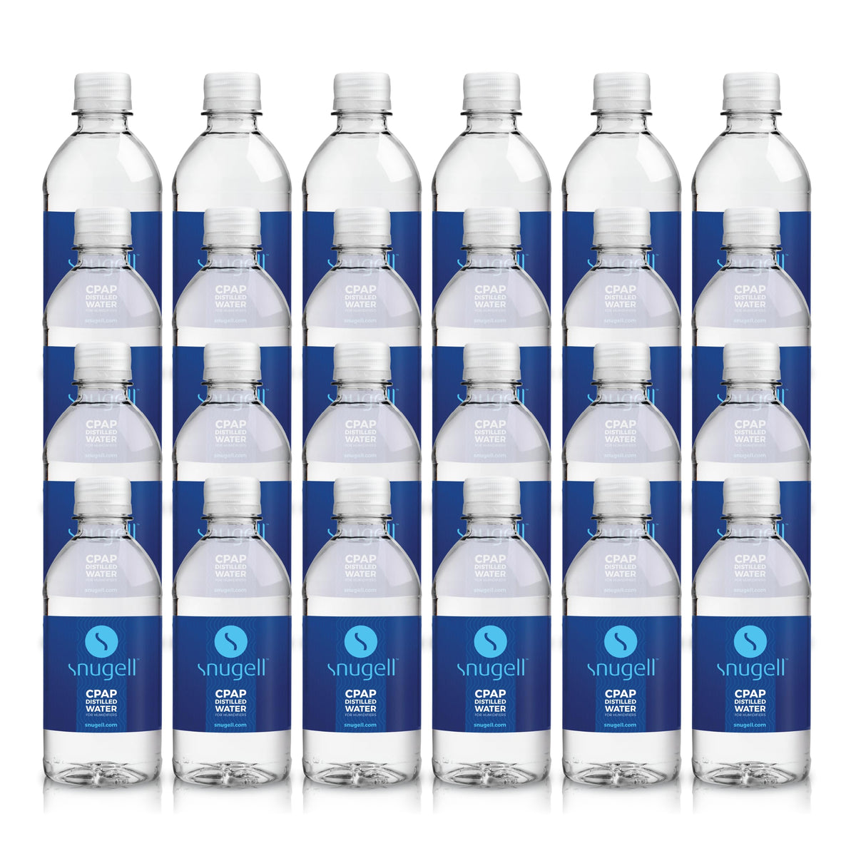 Snugell CPAP distilled water 12oz bottle ready for CPAP maintenance