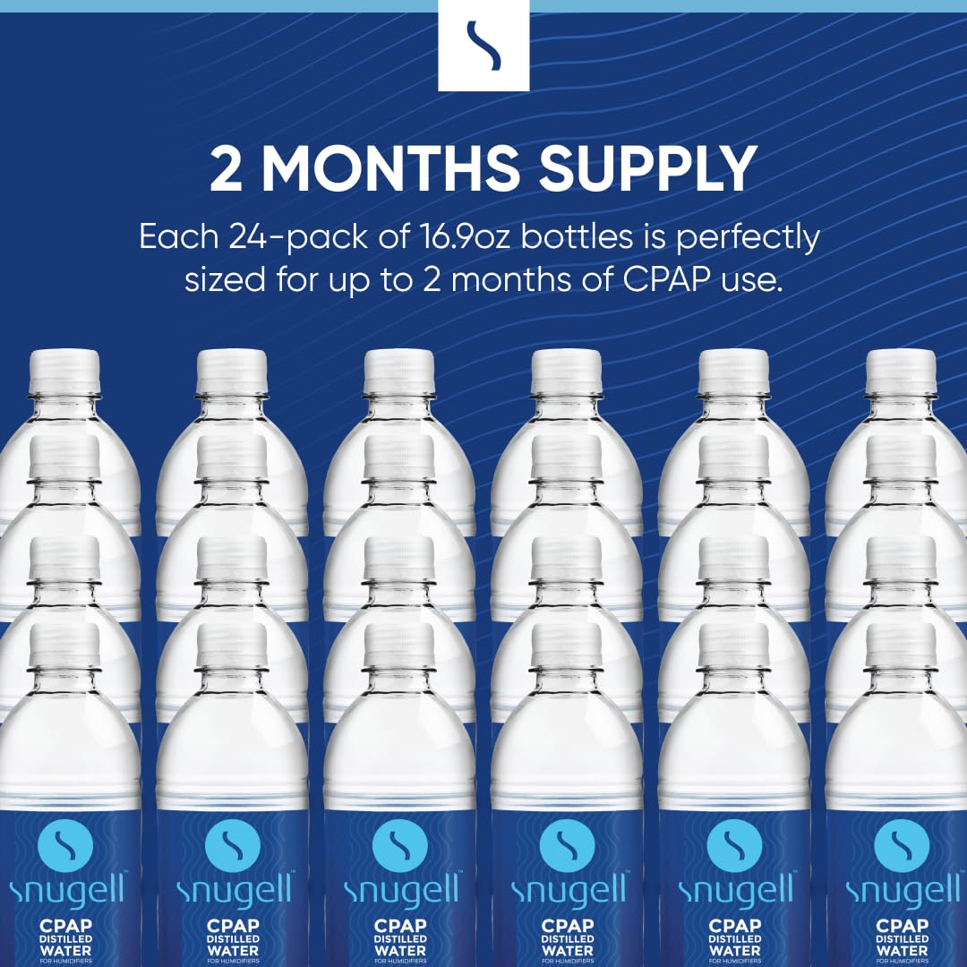 Closeup of Snugell CPAP humidifier bottle highlighting pure water quality.
