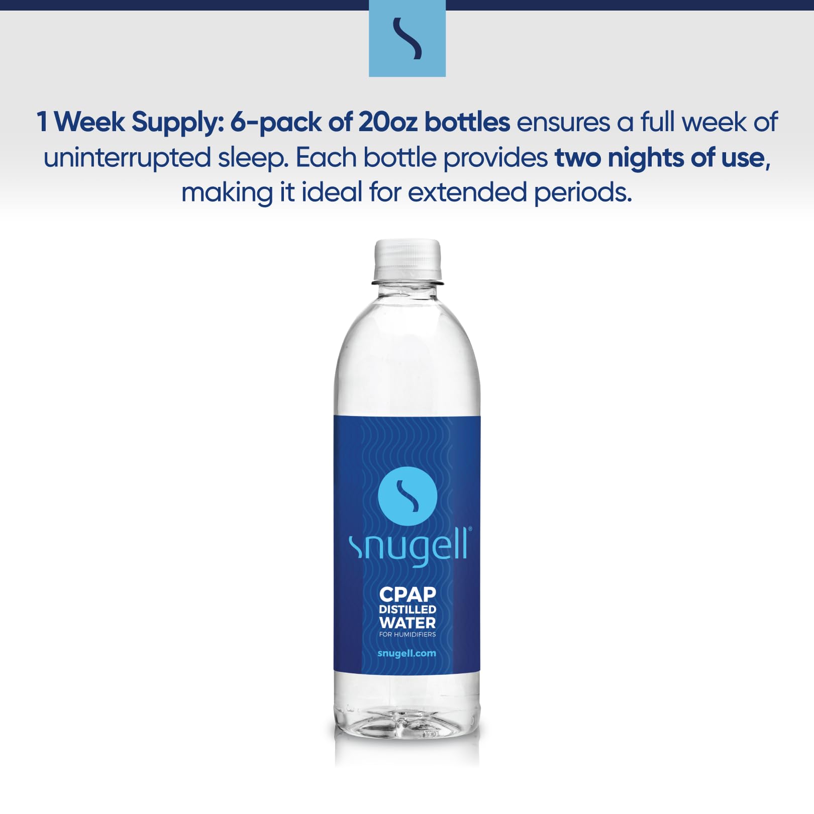 Snugell CPAP water bottles 20oz front view for daily use