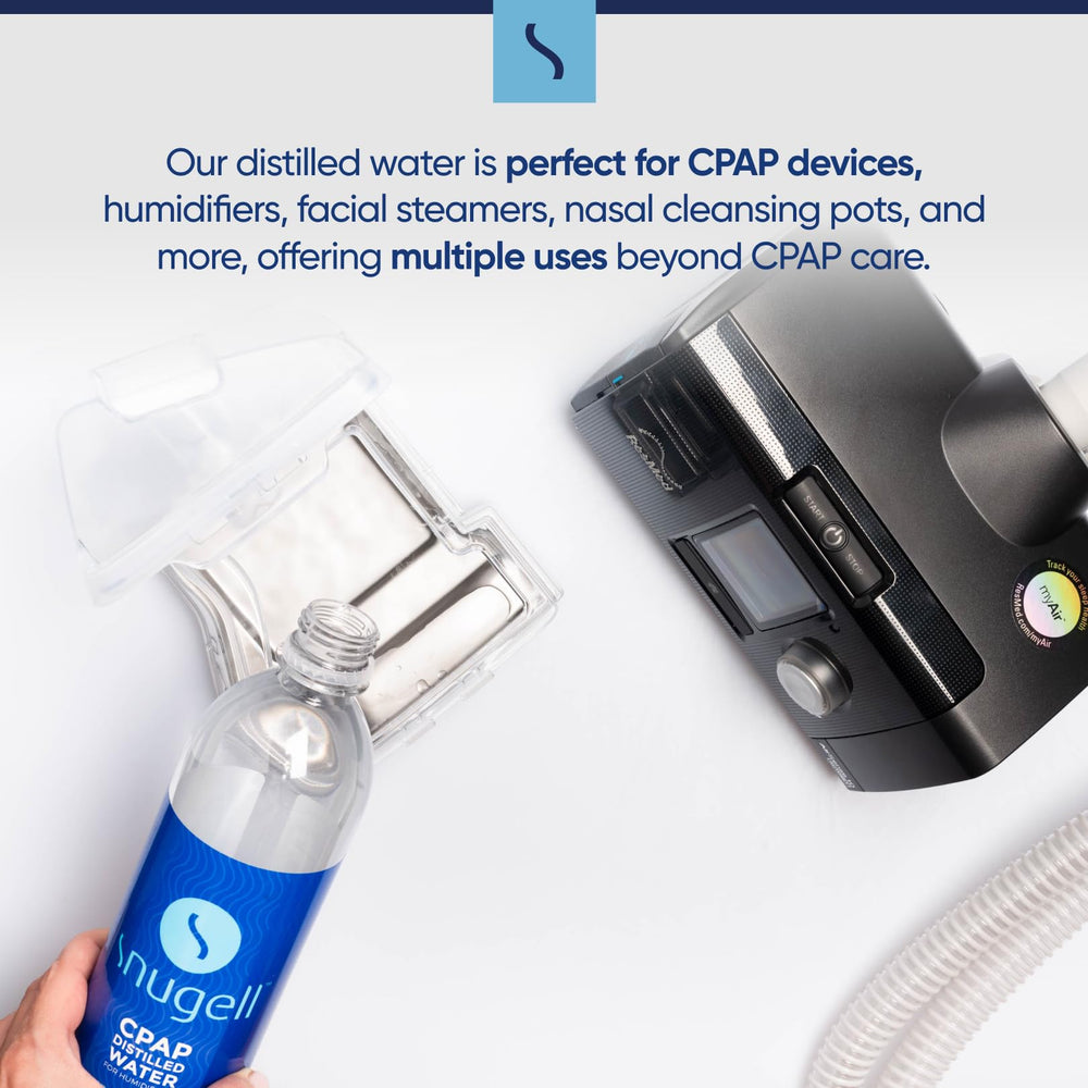 Snugell water pour into CPAP humidifier showing simple usage