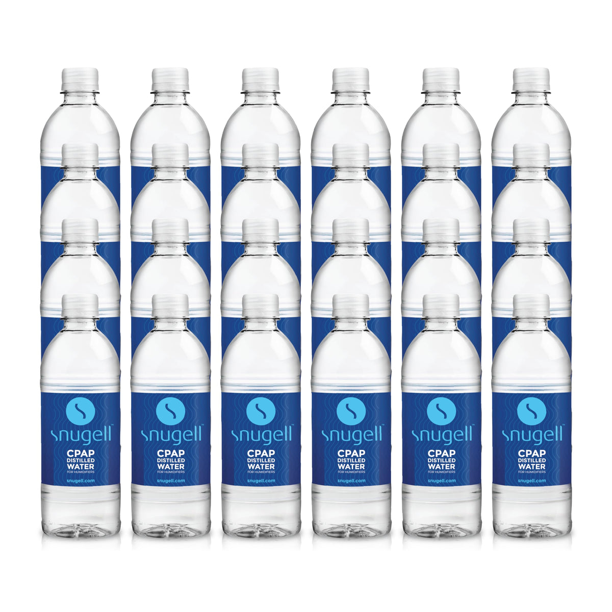 Snugell distilled water CPAP bottle travel pack shown in a travel kit for on-the-go hydration.