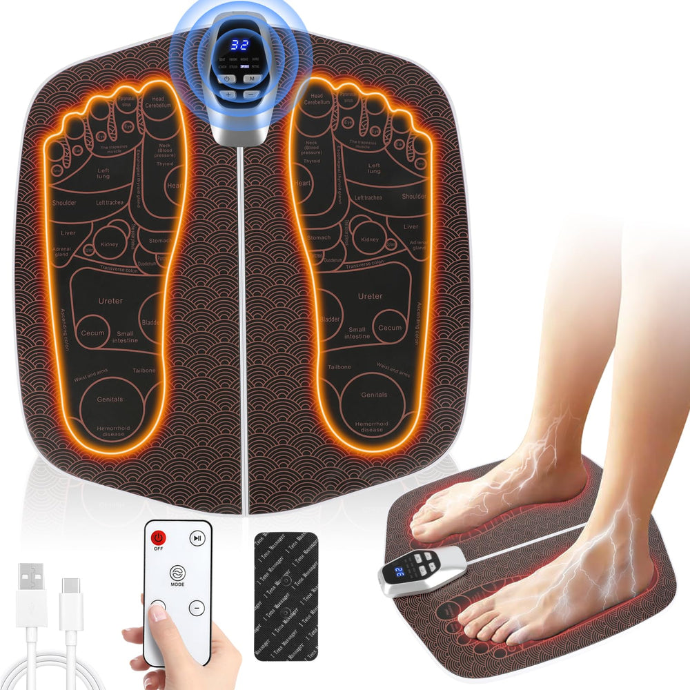 SNUYUERS TENS foot stimulator shown from the front for easy use and relief.