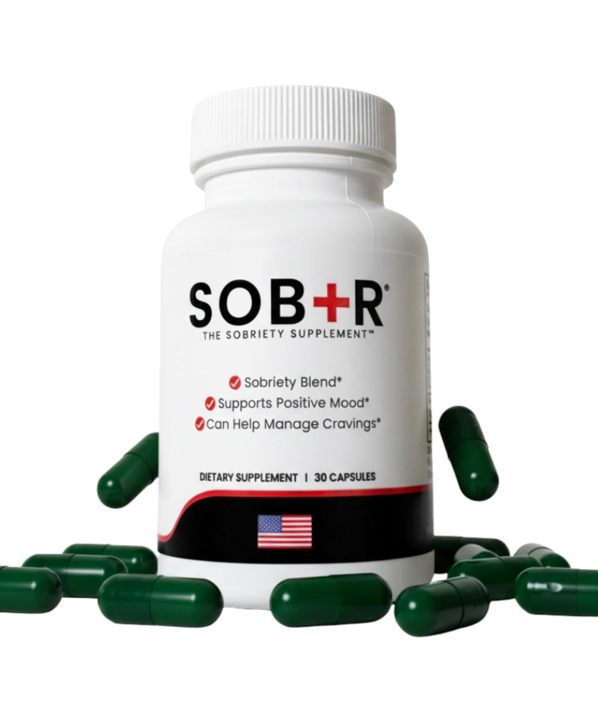 SOB+R bottle and capsules shown for nutritional recovery support.