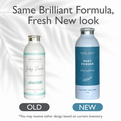 SoCal Suds & Company sensitive skin care powder being applied to a gentle area.