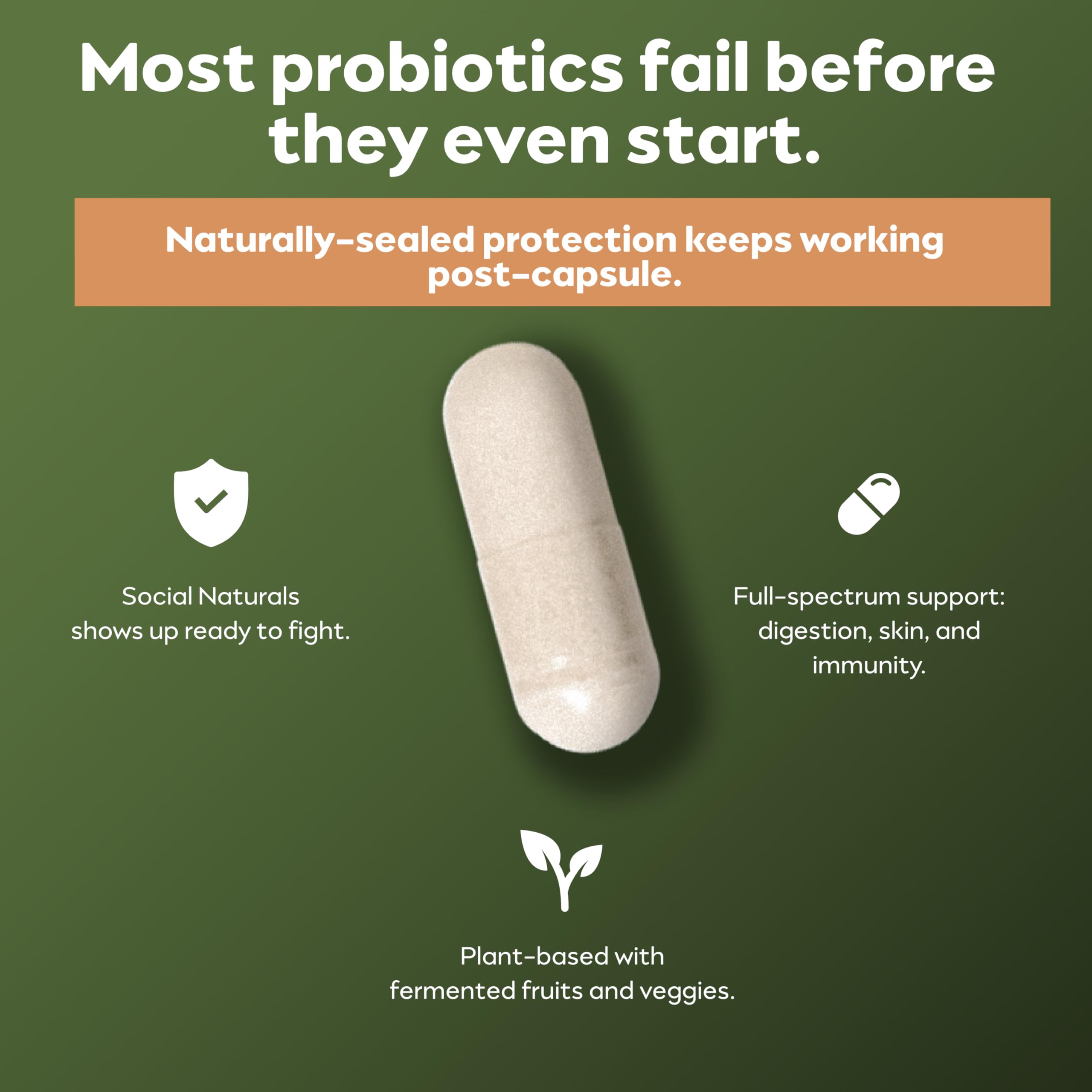 Social Naturals Daily Probiotic vegan formula promotes plant-based gut balance.