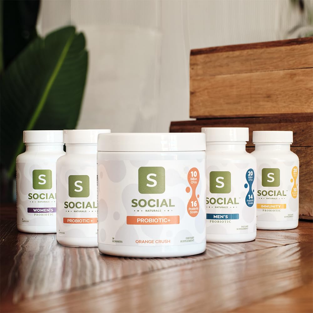 Social Naturals Immunity Probiotic with elderberry for antioxidant-rich support.