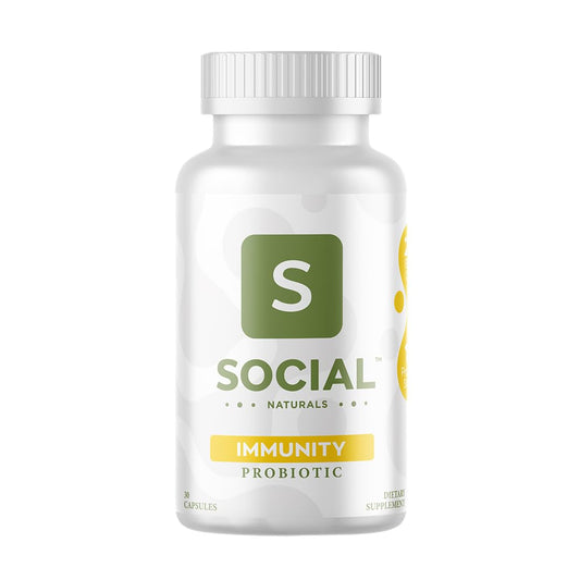 Social Naturals Immunity Probiotic bottle for daily gut and immune support.