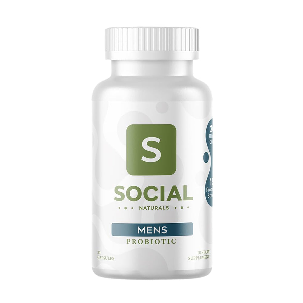 Social Naturals Men's Probiotic bottle front for daily gut support