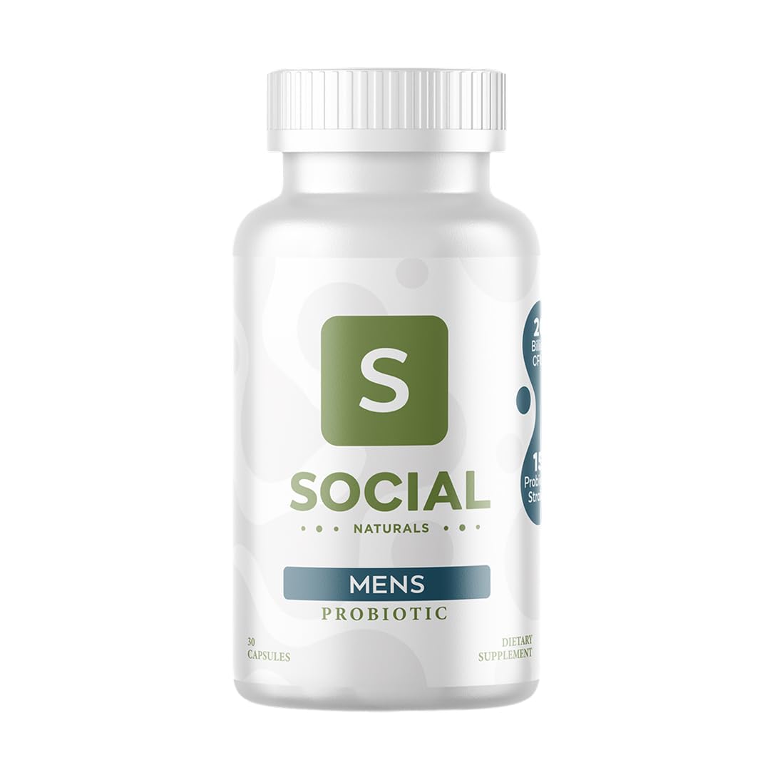 Social Naturals Men's Probiotic bottle front for daily gut support