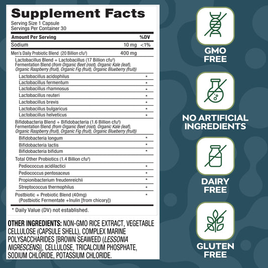 Social Naturals Men's Probiotic capsules closeup for easy daily use