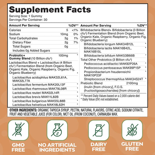 Social Naturals Probiotic Gummies close-up highlights vibrant orange color and protective coating