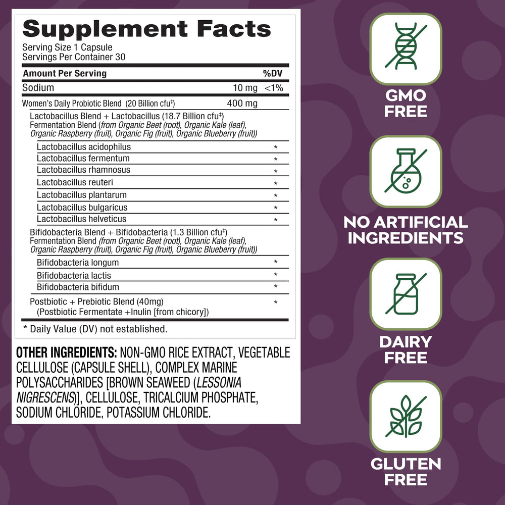 Social Naturals Women's Probiotic capsules in hand showing convenient daily use