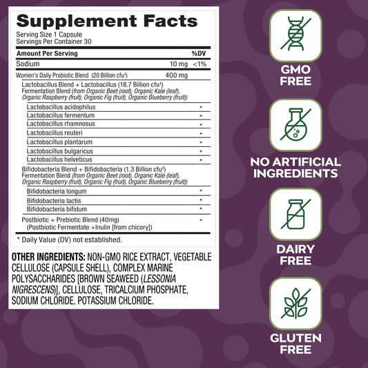 Social Naturals Women's Probiotic capsules in hand showing convenient daily use