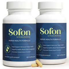 Sofon Nerve Support bottle front shows a multi-nutrient blend for nerve health.