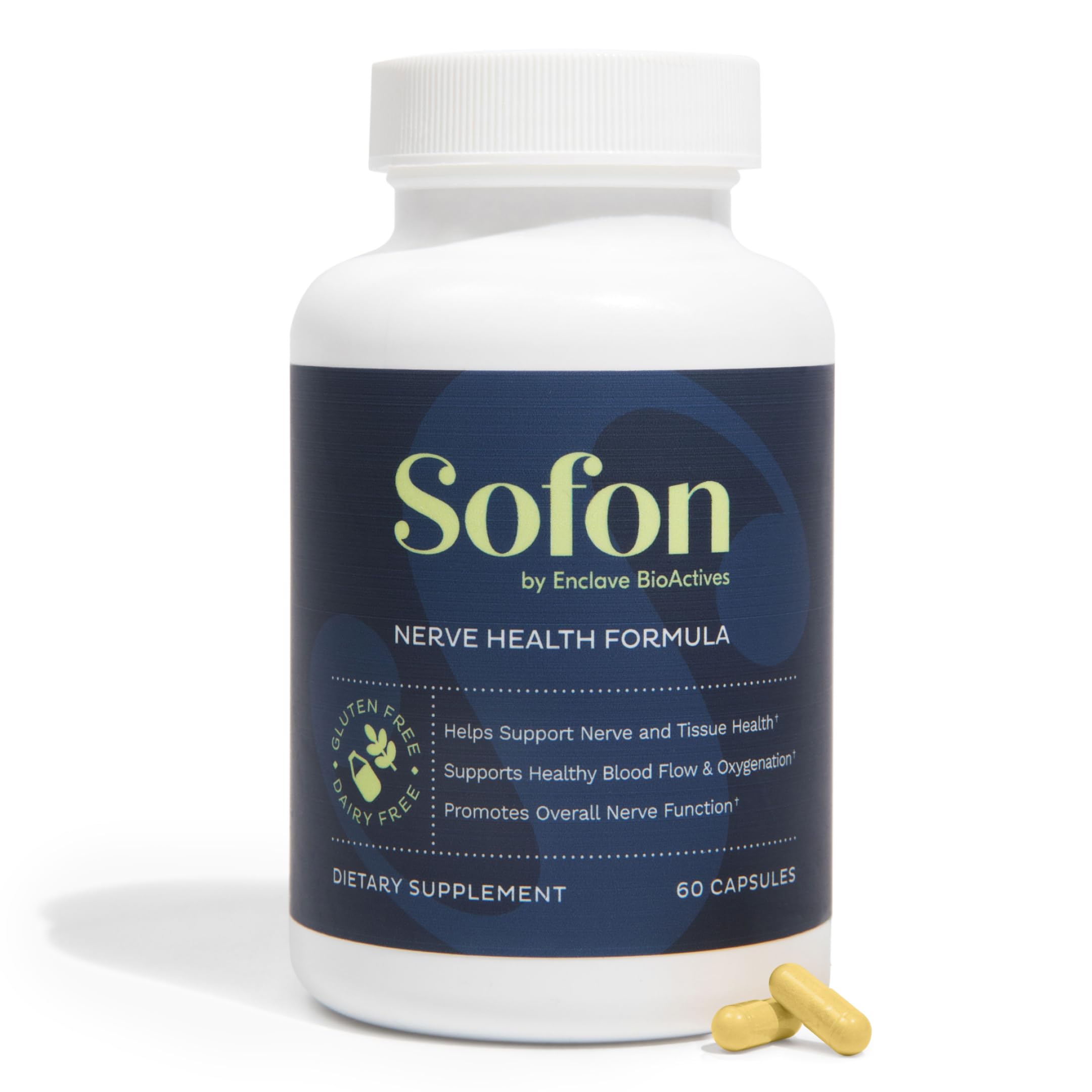 Sofon Nerve Support bottle hero shot for daily comfort potential.