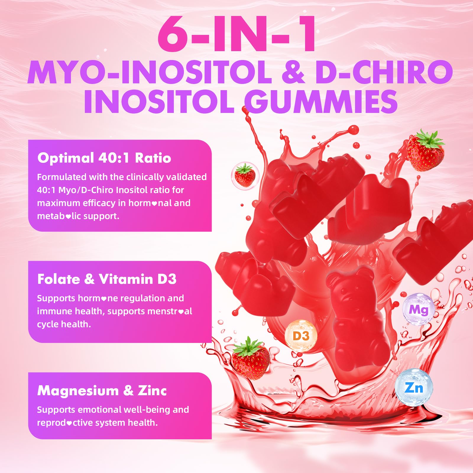 SoftBear Inositol Gummies 120-count package for convenient daily use