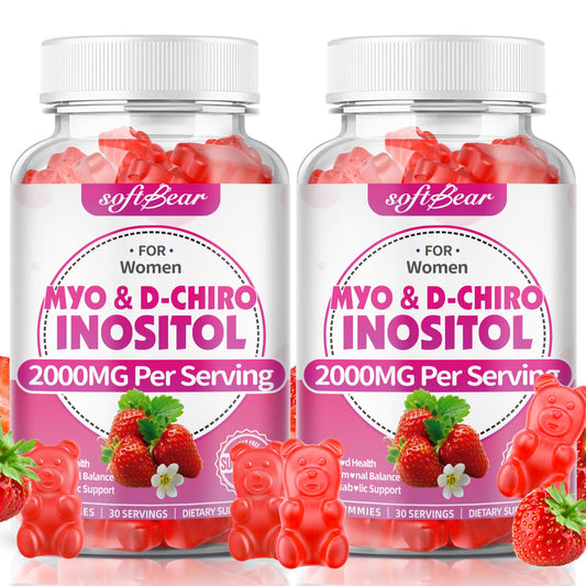 SoftBear Inositol Gummies strawberry bottle for daily women's wellness