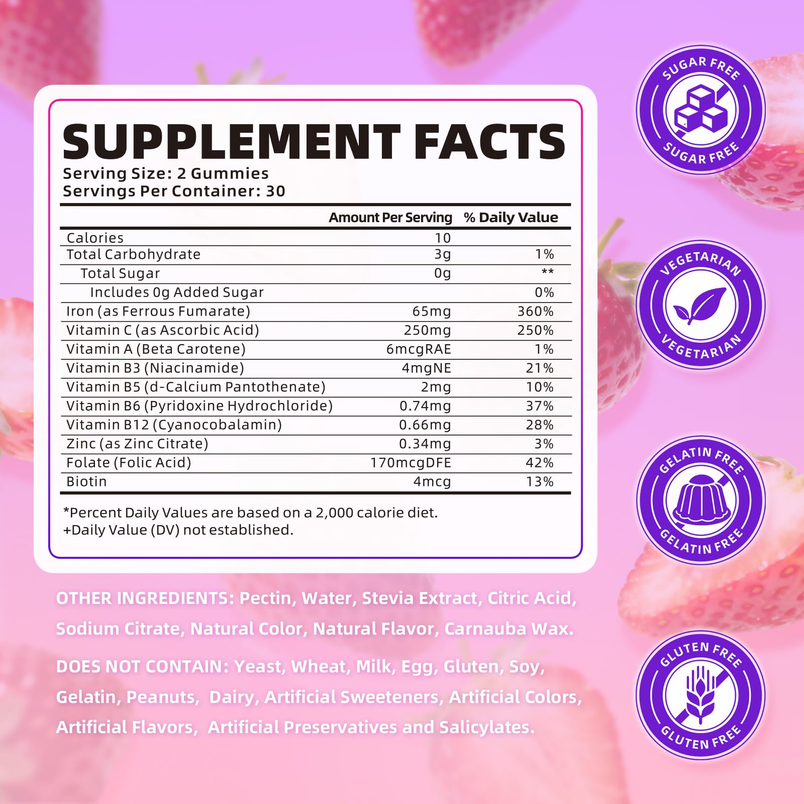 SoftBear iron gummies strawberry flavor pack highlights tasty daily iron intake.