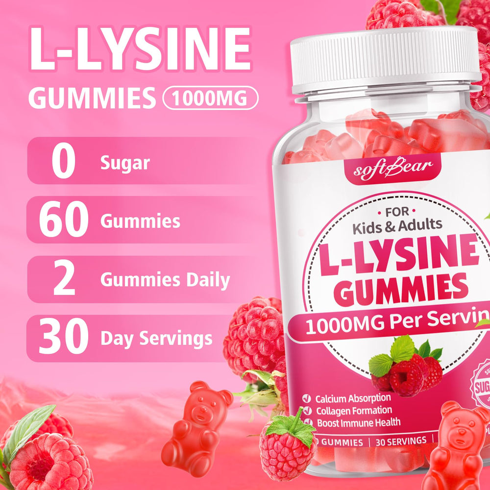 SoftBear L-Lysine Gummies gluten-free badge appeals to health-conscious shoppers.