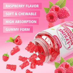 SoftBear L-Lysine Gummies raspberry flavor label highlights 1000mg per serving.