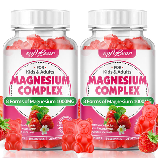 SoftBear Magnesium Complex Gummies bottle for daily calm and energy support.