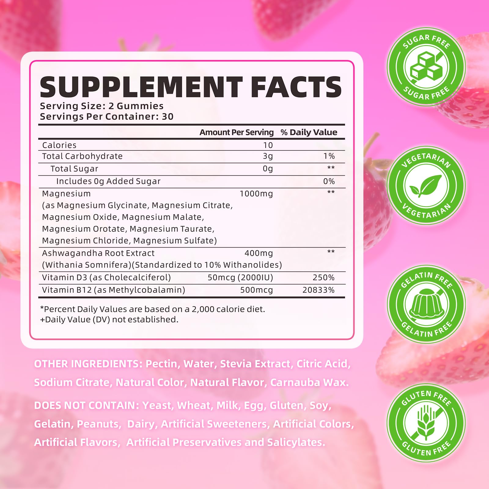 SoftBear Magnesium Complex Gummies strawberry flavor close-up for tasty daily calm.