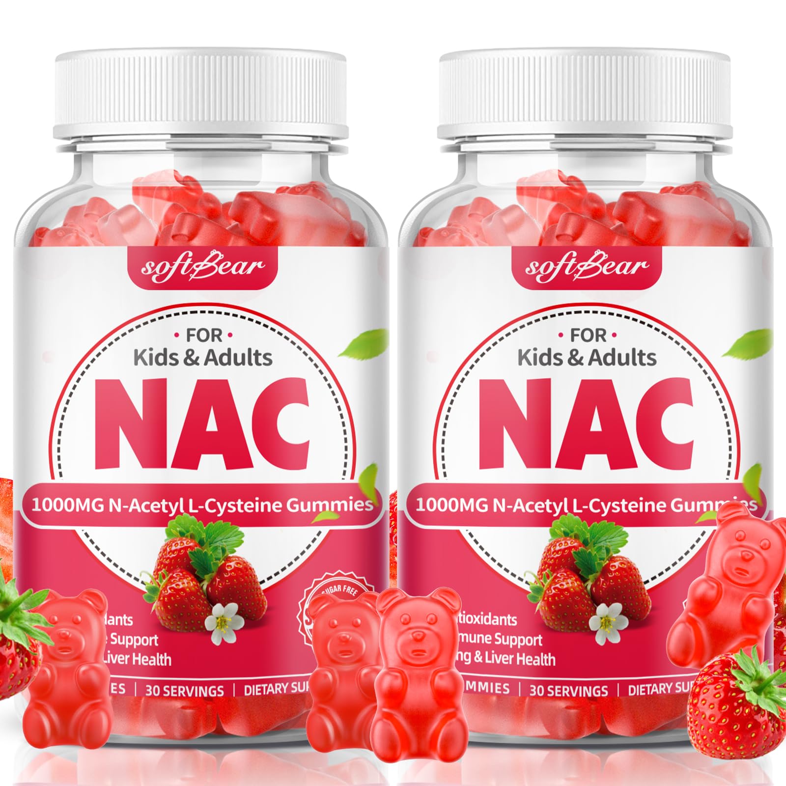 softbear NAC gummies 2-pack bottle for daily family use