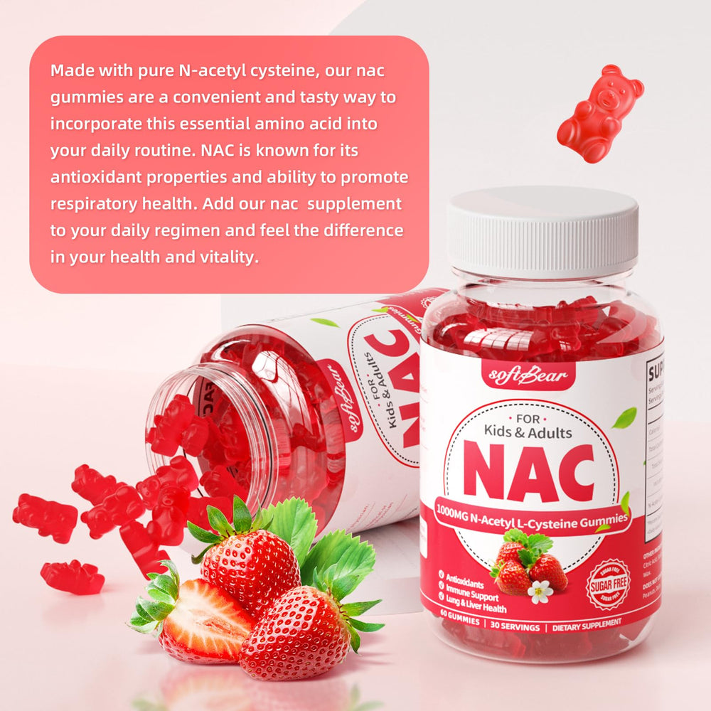 softbear NAC gummies dosage guide two chews per day