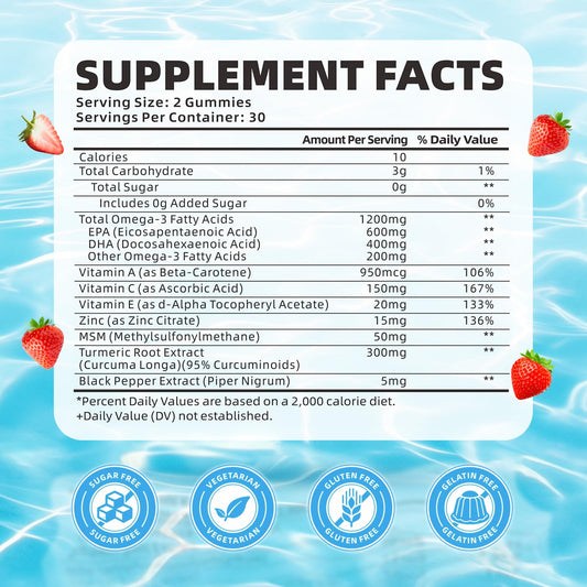 softbear Omega-3 gummies strawberry flavor image shows tasty daily support for all ages