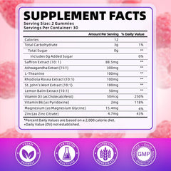 Softbear saffron gummies bottle pour highlights easy daily intake with raspberry flavor