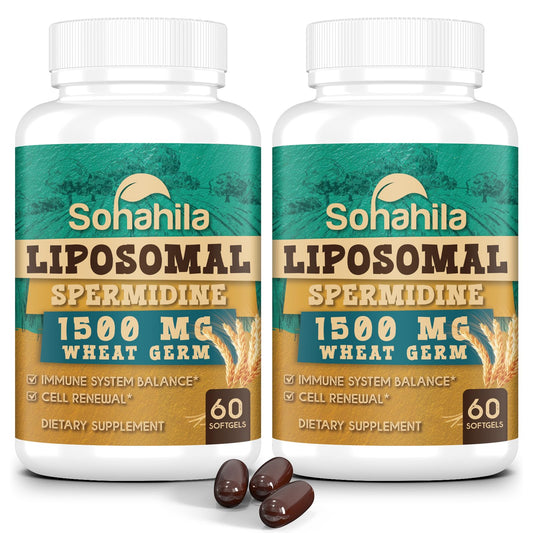 Sohahila Spermidine softgels bottle for convenient daily cellular support.