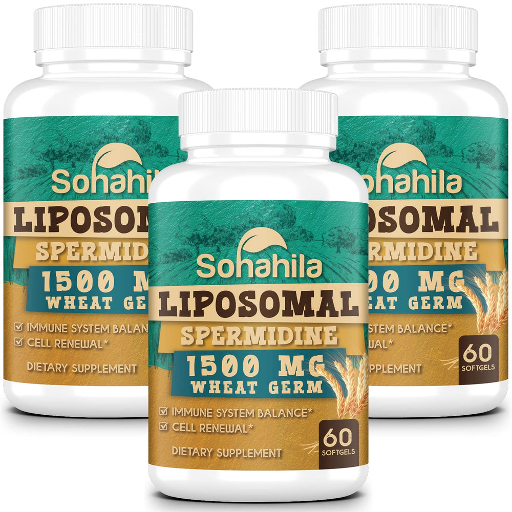 Sohahila spermidine softgels bottle prepared for daily cellular support.
