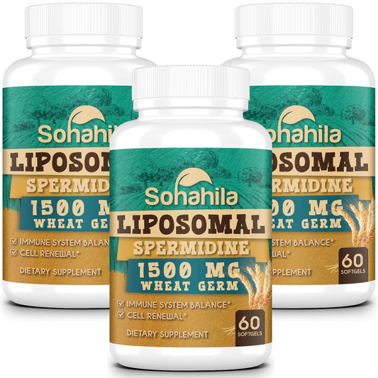 Sohahila spermidine softgels bottle prepared for daily cellular support.