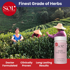 Sol Nutrition Ease the Flow label highlights natural herbal ingredients.