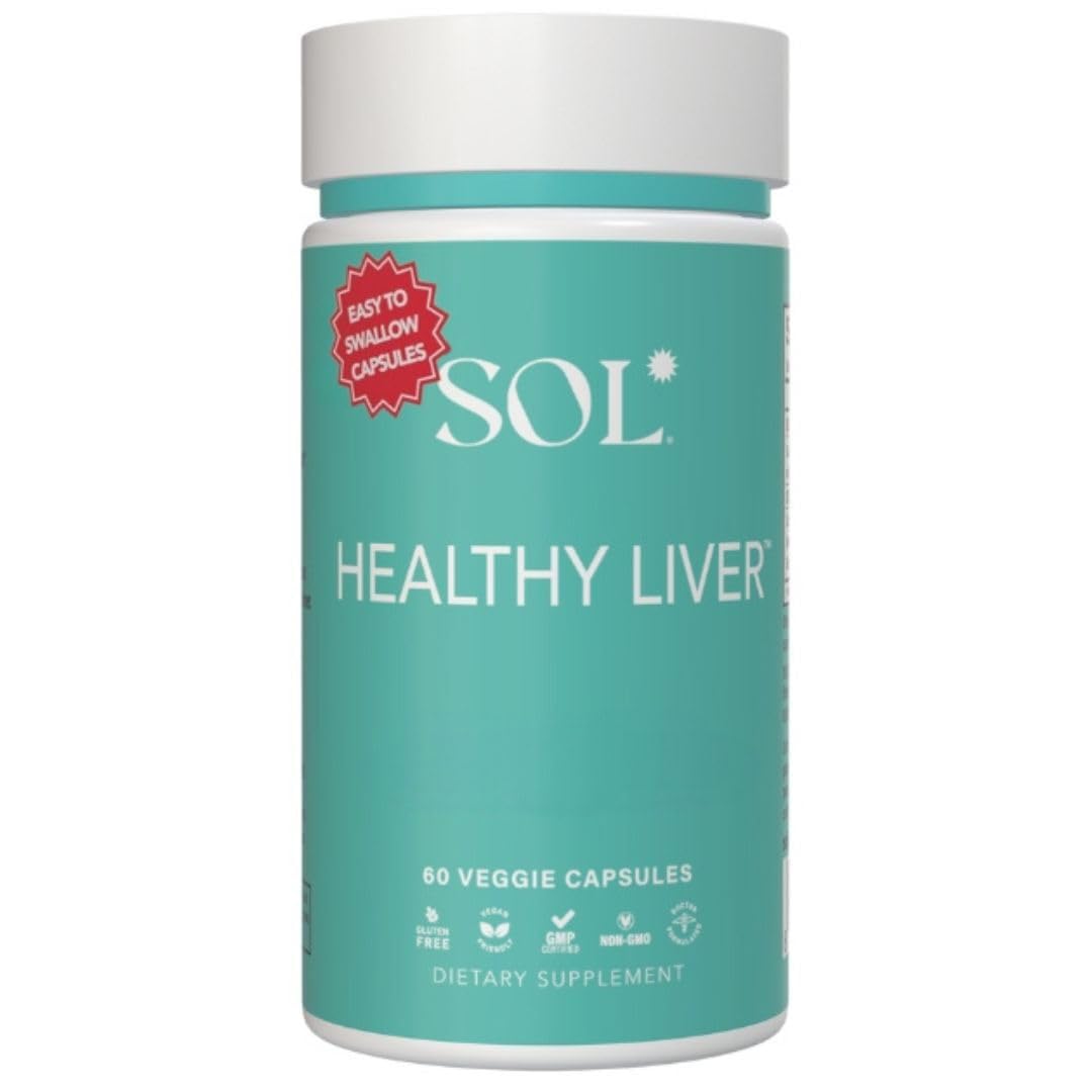 Sol Nutrition Healthy Liver bottle shown for enzyme-support and everyday liver care.
