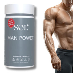 Sol Nutrition Man Power capsules close-up for daily vitality