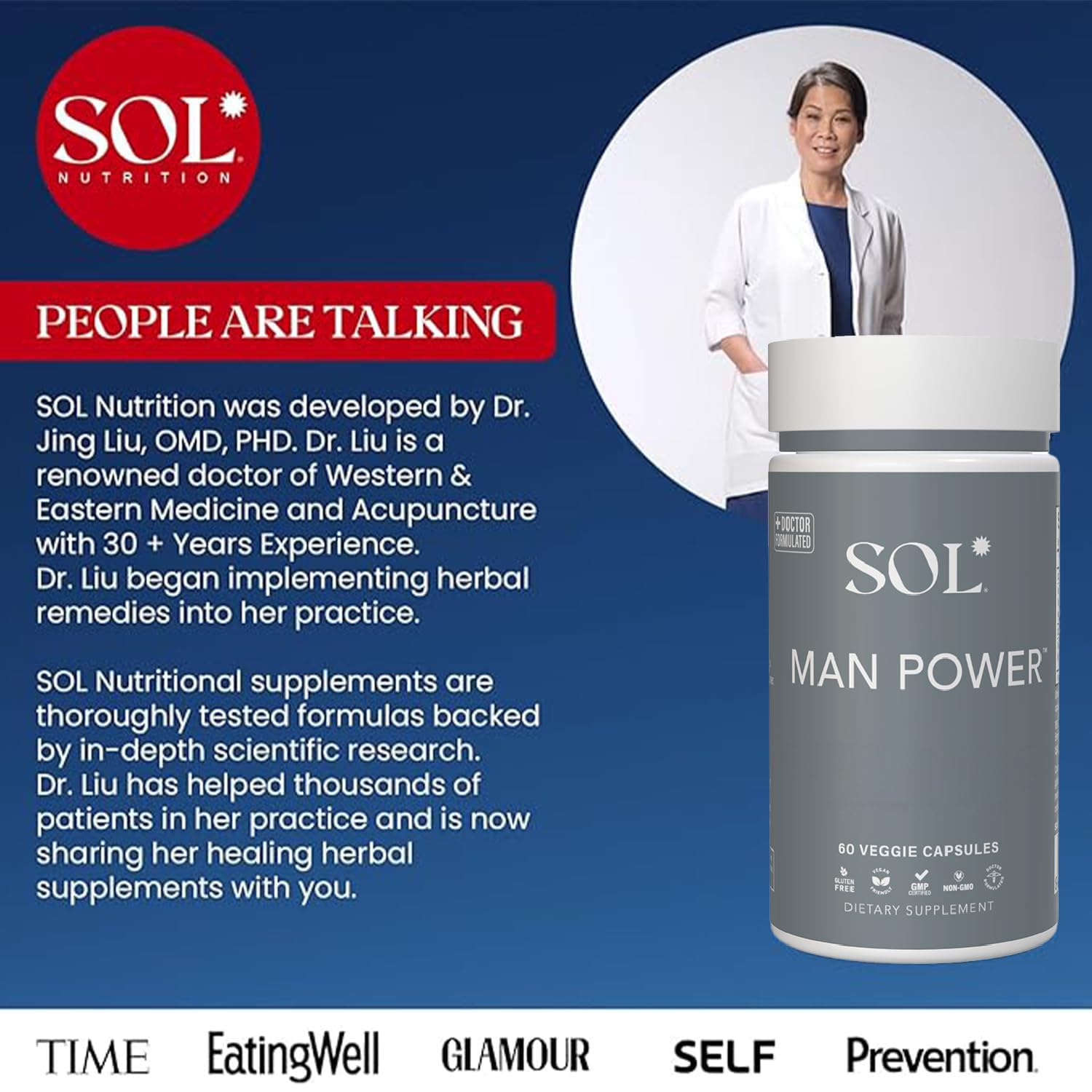 Sol Nutrition Man Power label detail highlighting natural ingredients