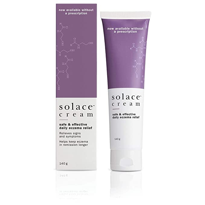 Solace Eczema Cream bottle view highlighting steroid-free relief option for sensitive skin