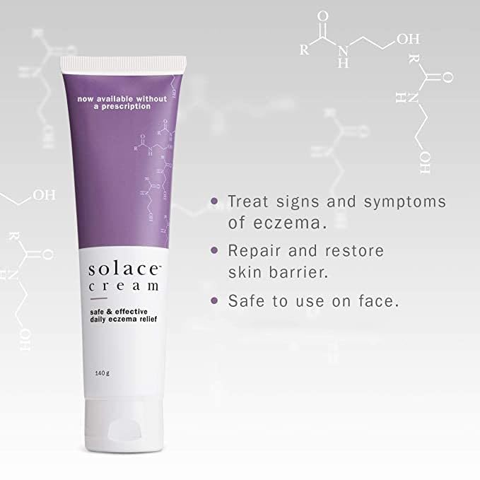 Solace Eczema Cream ingredients label showing natural lipids and barrier-supporting components
