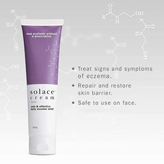 Solace Eczema Cream ingredients label showing natural lipids and barrier-supporting components
