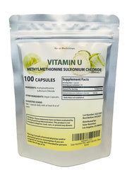 Solar Nutrition Vitamin U bottle label shows brand and clear ingredients for informed use.