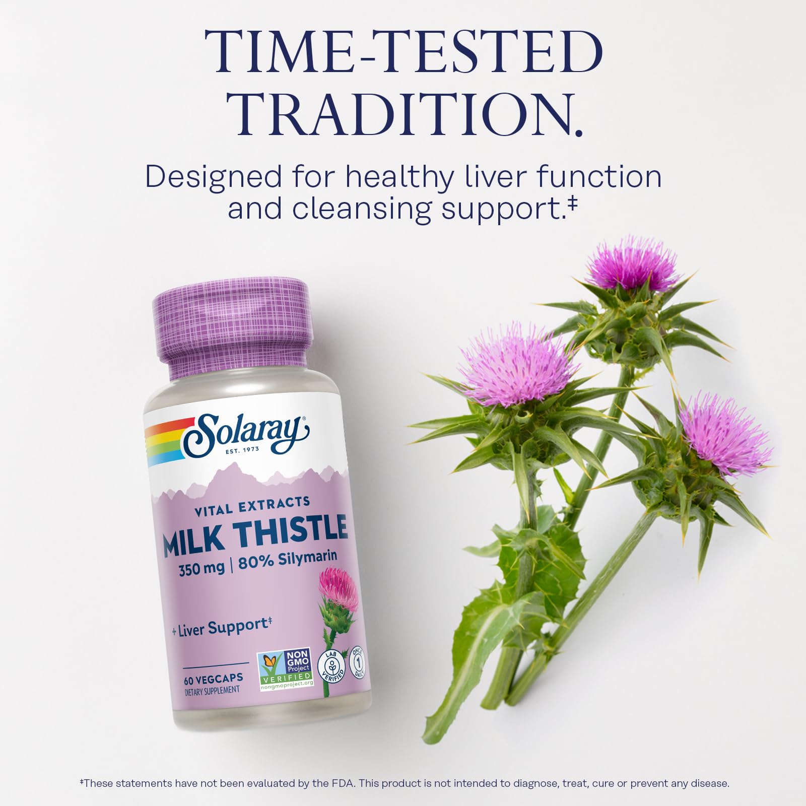SOLARAY graphic illustrating 80% silymarin content for potency