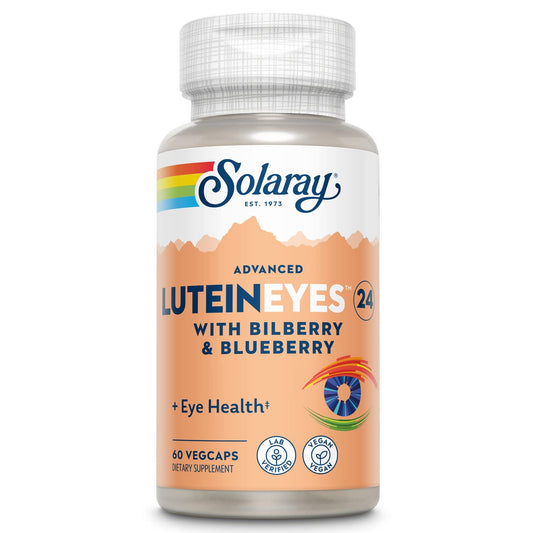 SOLARAY Advanced Lutein Eyes bottle front for daily eye support.