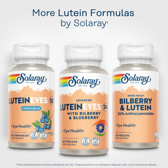 SOLARAY Advanced Lutein Eyes eco-friendly packaging emphasizing sustainable bottles.