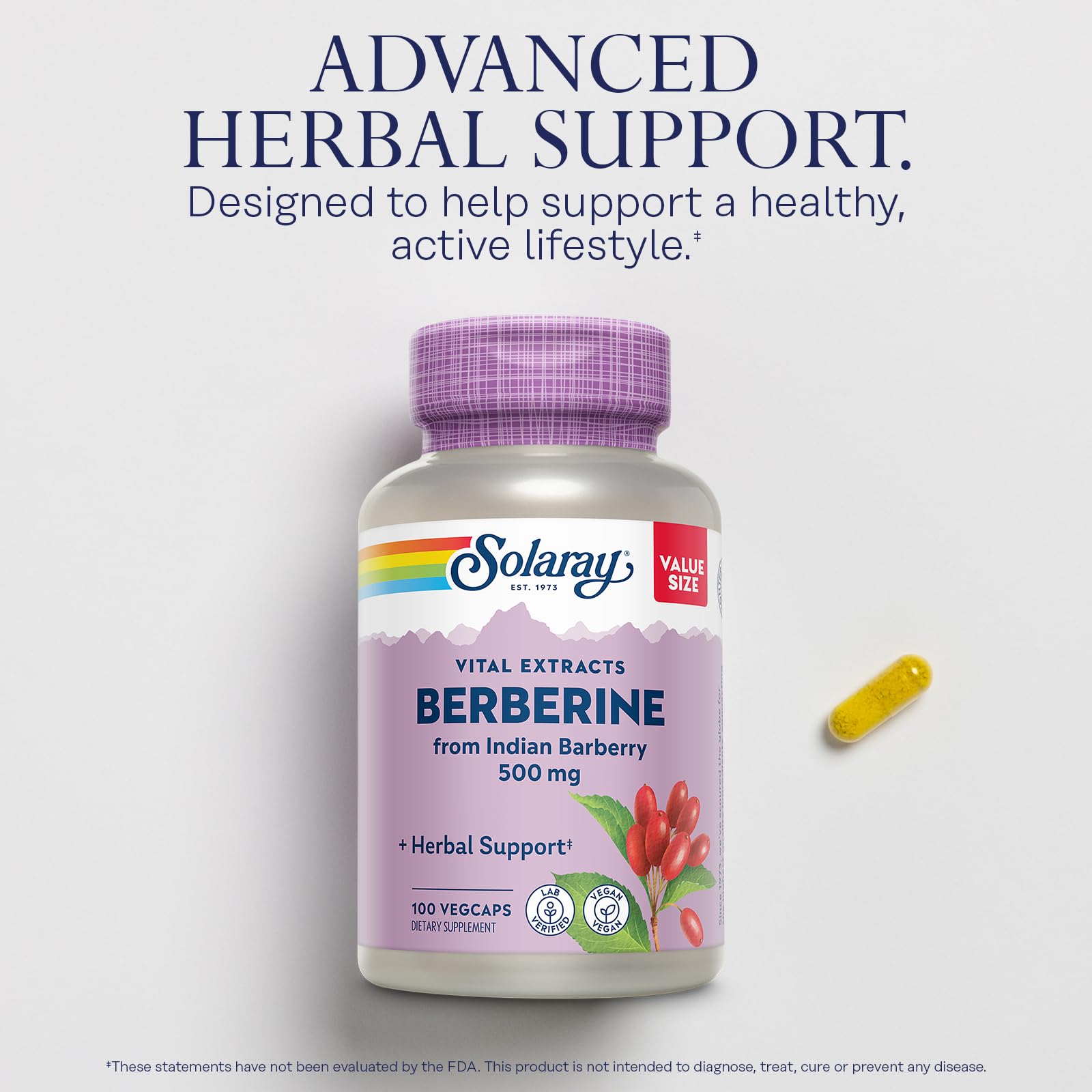SOLARAY Berberine label and packaging, eco-friendly design and transparent sourcing