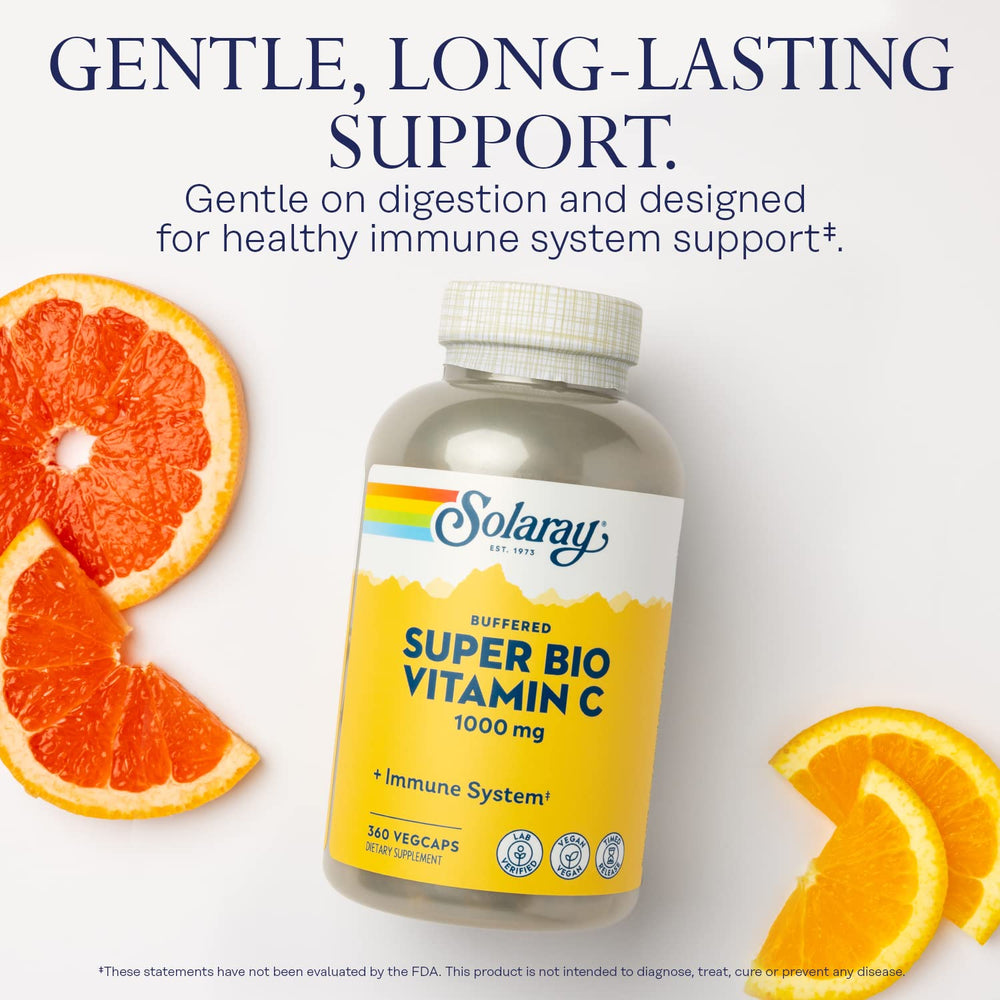 SOLARAY capsules with bioflavonoids and rose hips for antioxidant support.
