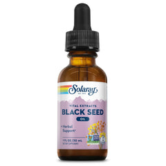 SOLARAY Black Seed Oil Extract bottle front for brand visibility and purity.