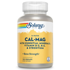 Solaray Cal-Mag bottle front with mineral blend for daily bone health support.