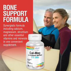 Solaray Cal-Mag bottle pouring capsules for convenient serving.